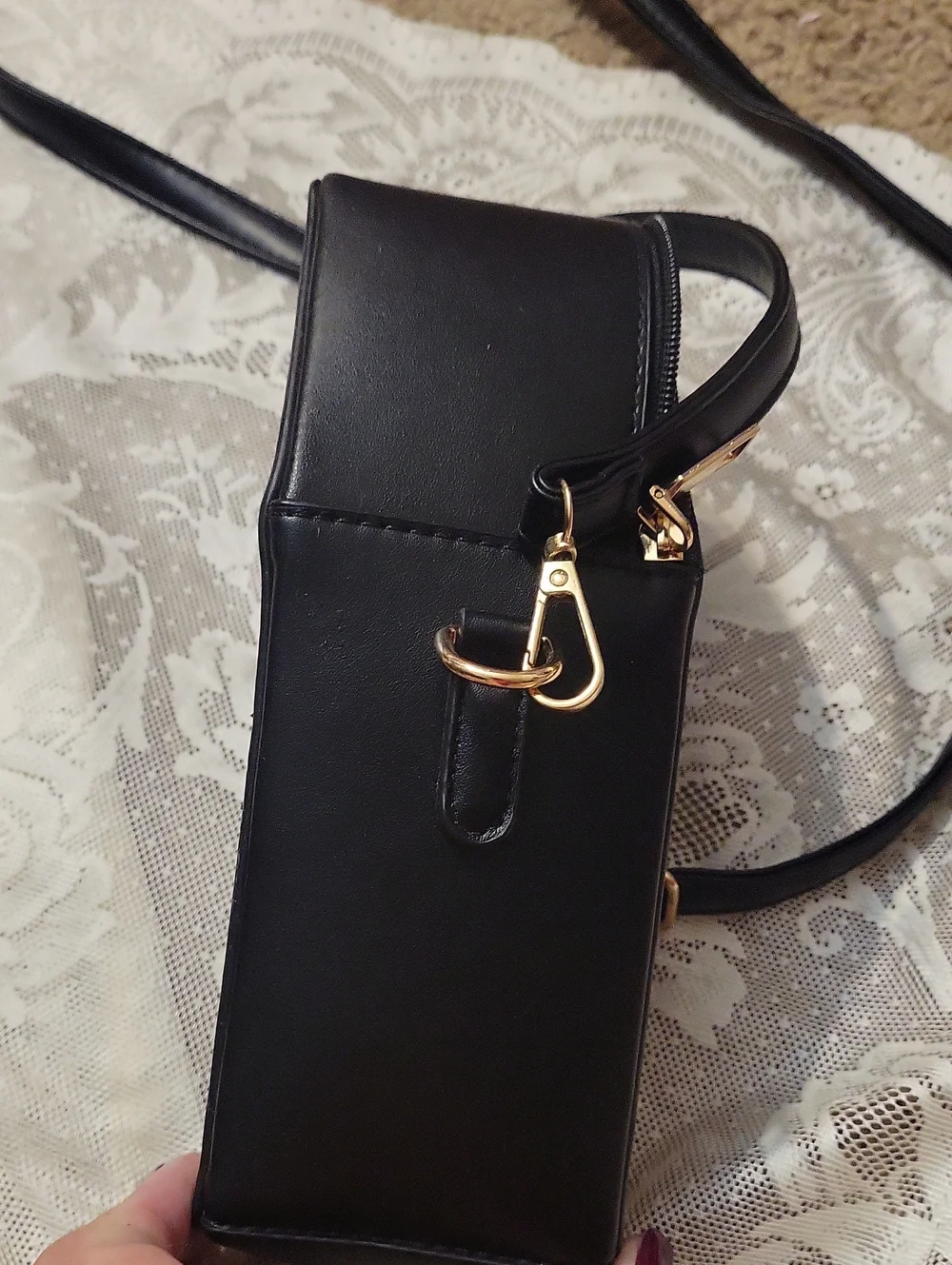NEW Black Coffin Crossbody Bag with Spiderweb Embroidery